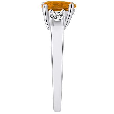 Alyson Layne 14k White Gold Pear Cut Citine & 1/4 Carat T.W. Diamond Ring