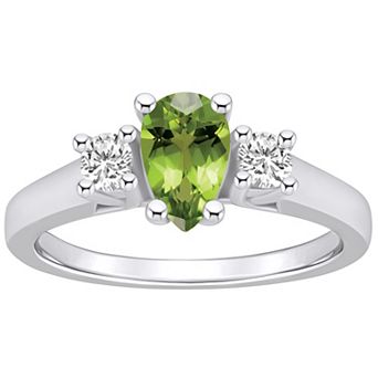 Alyson Layne 14k White Gold Pear Cut Peridot & 1/4 Carat T.W. Diamond Ring