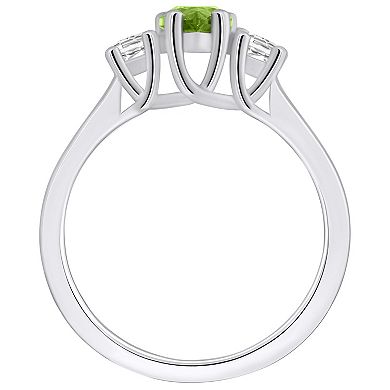 Alyson Layne 14k White Gold Pear Cut Peridot & 1/4 Carat T.W. Diamond Ring