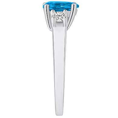 Alyson Layne 14k White Gold Pear Cut Blue Topaz & 1/4 Carat T.W. Diamond Ring