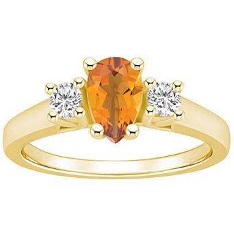 Alyson Layne 14k Gold Pear Cut Citine & 1/4 Carat T.W. Diamond Ring