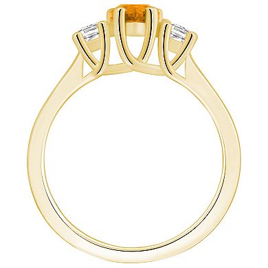 Alyson Layne 14k Gold Pear Cut Citine & 1/4 Carat T.W. Diamond Ring