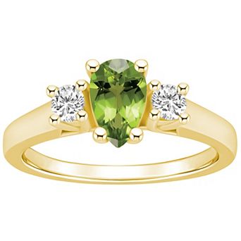 Alyson Layne 14k Gold Pear Cut Peridot & 1/4 Carat T.W. Diamond Ring