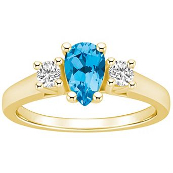 Alyson Layne 14k Gold Pear Cut Blue Topaz & 1/4 Carat T.W. Diamond Ring