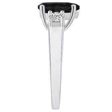 Alyson Layne 14k White Gold Pear Cut Onyx & 1/3 Carat T.W. Diamond Ring