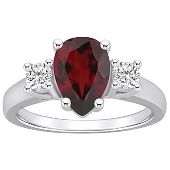 Alyson Layne 14k White Gold Pear Cut Garnet & 1/3 Carat T.W. Diamond Ring