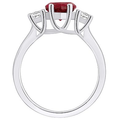 Alyson Layne 14k White Gold Pear Cut Garnet & 1/3 Carat T.W. Diamond Ring