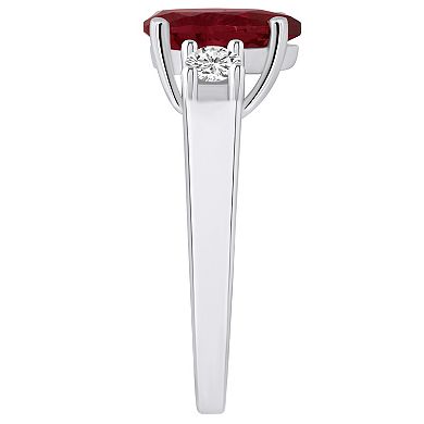 Alyson Layne 14k White Gold Pear Cut Garnet & 1/3 Carat T.W. Diamond Ring