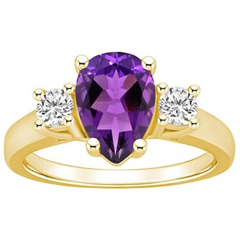 Alyson Layne 14k Gold Pear Cut Amethyst & 1/3 Carat T.W. Diamond Ring