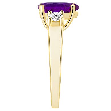 Alyson Layne 14k Gold Pear Cut Amethyst & 1/3 Carat T.W. Diamond Ring