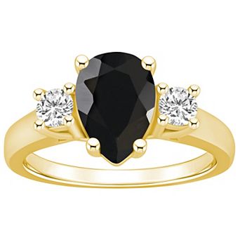 Alyson Layne 14k Gold Pear Cut Onyx & 1/3 Carat T.W. Diamond Ring