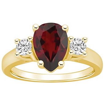 Alyson Layne 14k Gold Pear Cut Garnet & 1/3 Carat T.W. Diamond Ring