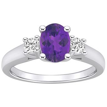 Alyson Layne 14k White Gold Oval Cut Amethyst & 1/4 Carat T.W. Diamond Ring