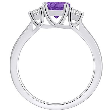 Alyson Layne 14k White Gold Oval Cut Amethyst & 1/4 Carat T.W. Diamond Ring