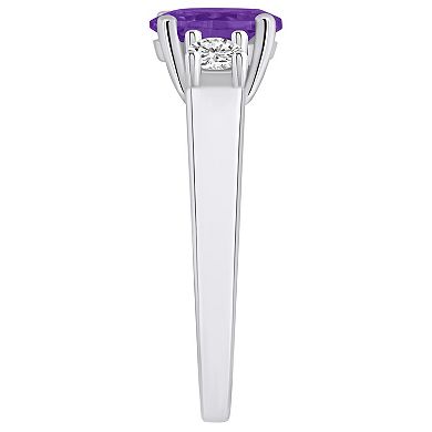 Alyson Layne 14k White Gold Oval Cut Amethyst & 1/4 Carat T.W. Diamond Ring