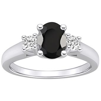Alyson Layne 14k White Gold Oval Cut Onyx & 1/4 Carat T.W. Diamond Ring