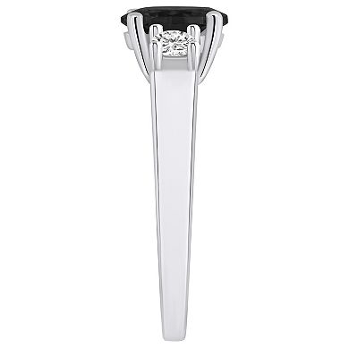 Alyson Layne 14k White Gold Oval Cut Onyx & 1/4 Carat T.W. Diamond Ring