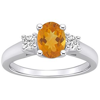 Alyson Layne 14k White Gold Oval Cut Citine & 1/4 Carat T.W. Diamond Ring