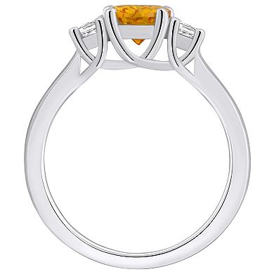 Alyson Layne 14k White Gold Oval Cut Citine & 1/4 Carat T.W. Diamond Ring