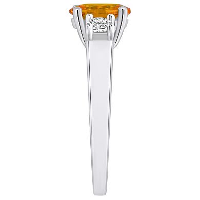 Alyson Layne 14k White Gold Oval Cut Citine & 1/4 Carat T.W. Diamond Ring