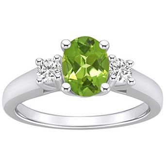 Alyson Layne 14k White Gold Oval Cut Peridot & 1/4 Carat T.W. Diamond Ring