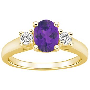 Alyson Layne 14k Gold Oval Cut Amethyst & 1/4 Carat T.W. Diamond Ring