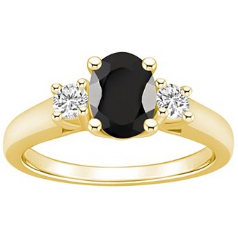 Alyson Layne 14k Gold Oval Cut Onyx & 1/4 Carat T.W. Diamond Ring