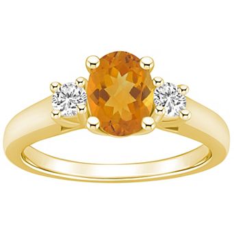 Alyson Layne 14k Gold Oval Cut Citrine & 1/4 Carat T.W. Diamond Ring