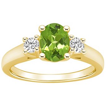 Alyson Layne 14k Gold Oval Cut Peridot & 1/4 Carat T.W. Diamond Ring
