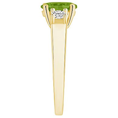 Alyson Layne 14k Gold Oval Cut Peridot & 1/4 Carat T.W. Diamond Ring