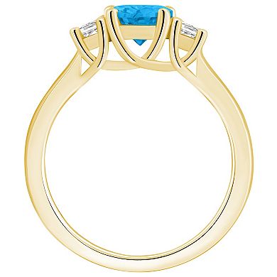 Alyson Layne 14k Gold Oval Cut Blue Topaz & 1/4 Carat T.W. Diamond Ring