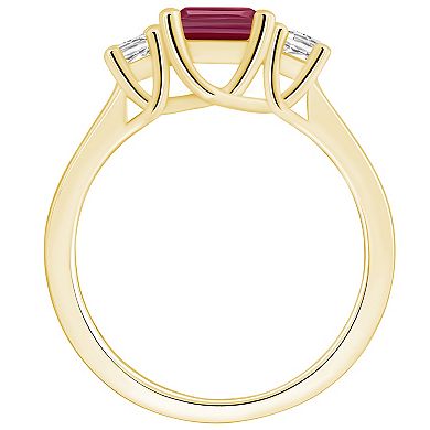 Alyson Layne 14k Gold Emerald Cut Garnet & 1/4 Carat T.W. Diamond Ring