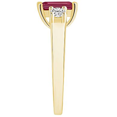 Alyson Layne 14k Gold Emerald Cut Garnet & 1/4 Carat T.W. Diamond Ring