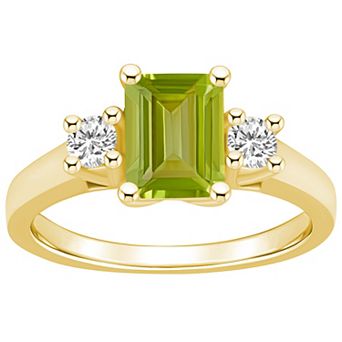 Alyson Layne 14k Gold Emerald Cut Peridot & 1/4 Carat T.W. Diamond Ring