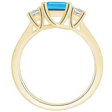 Alyson Layne 14k Gold Emerald Cut Blue Topaz & 1/4 Carat T.W. Diamond Ring