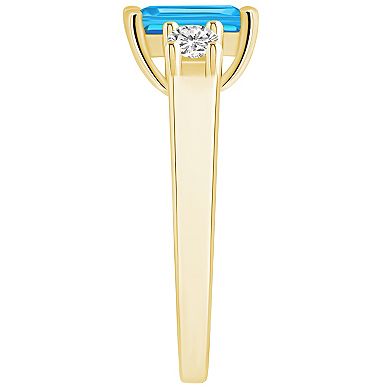 Alyson Layne 14k Gold Emerald Cut Blue Topaz & 1/4 Carat T.W. Diamond Ring