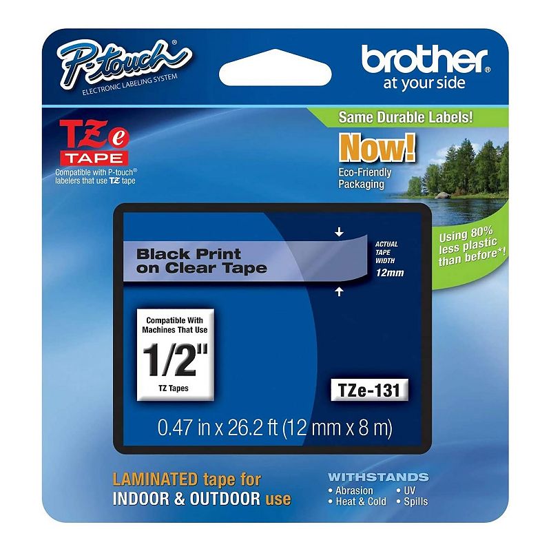 Brother Black Print on Clear label Tape for P-Touch Label Maker, Multi