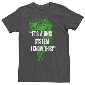 Big & Tall Jurassic Park Neon Dinosaur "A Unix System" Tee