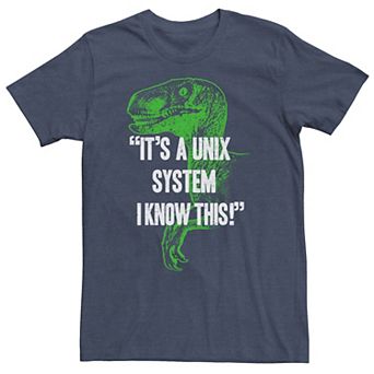 Big & Tall Jurassic Park Neon Dinosaur "A Unix System" Tee