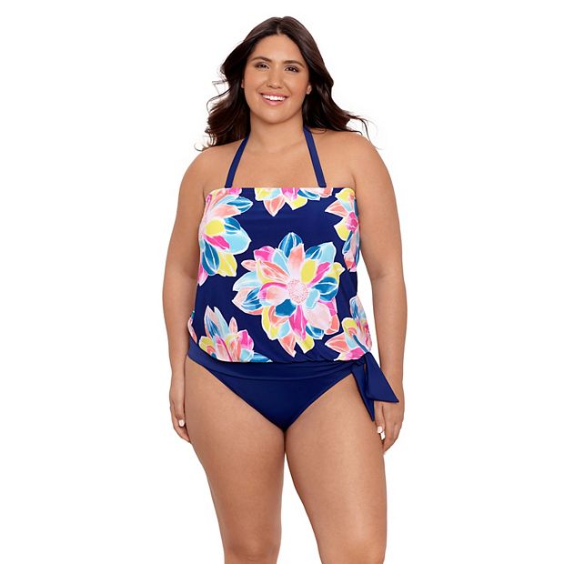 Plus size blouson outlet swim tops