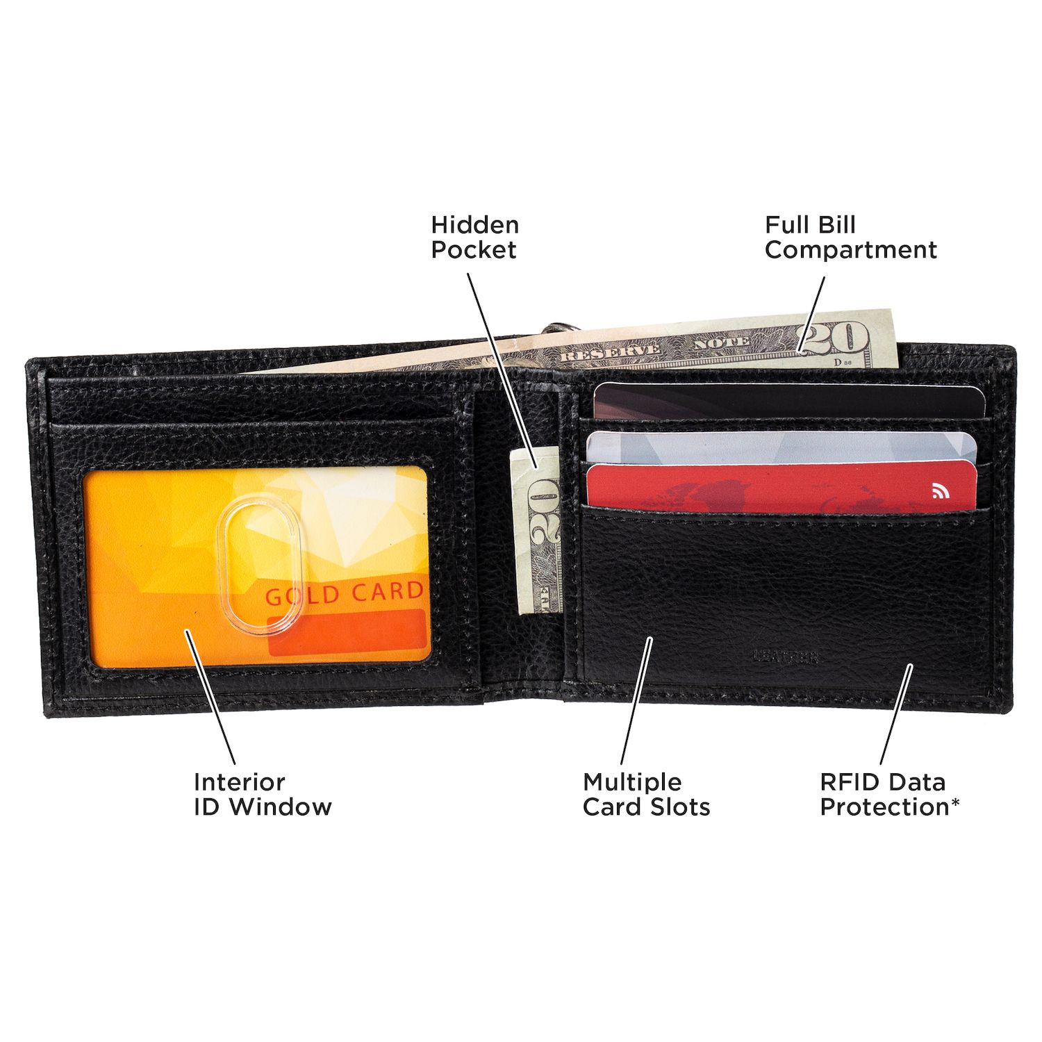 Men's Dickies Leather Slimfold Wallet With Removable Swag Chain