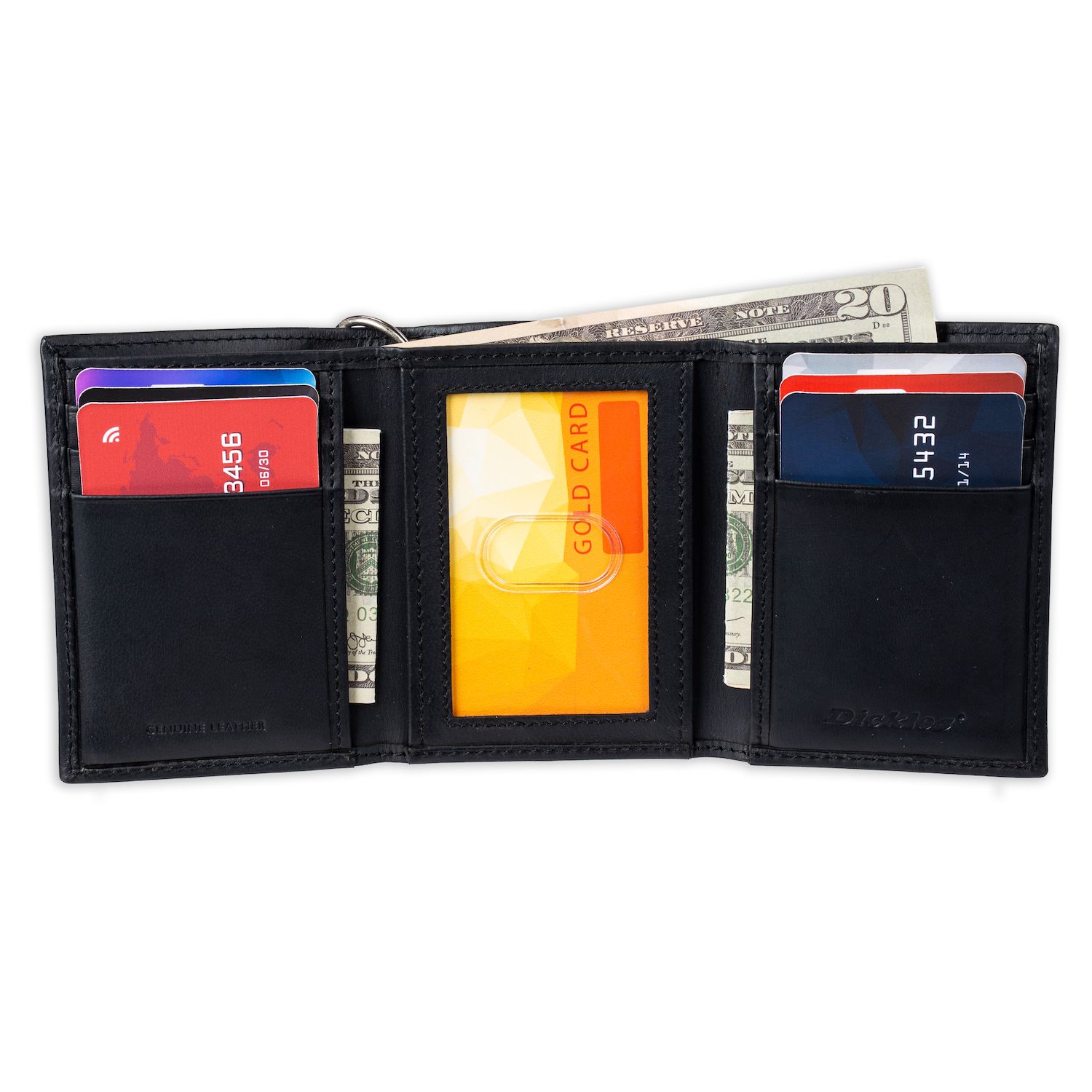 Men's Dickies Leather Trifold Wallet With Removable Swag Chain