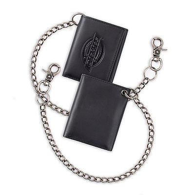 Men s Dickies Leather Trifold Wallet with Removable Swag Chain