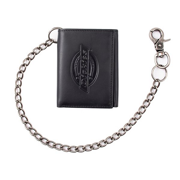Genuine Dickies Men's Adult Slimfold Wallet with Chain Strap Black 