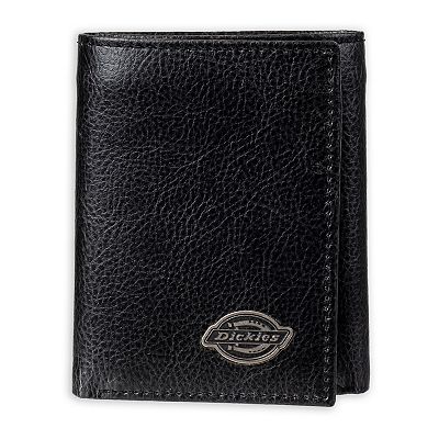 3/C FOLD WALLET BLACK ① Men's Dickies Leather Trifold Wallet with Interior Zip Compartment