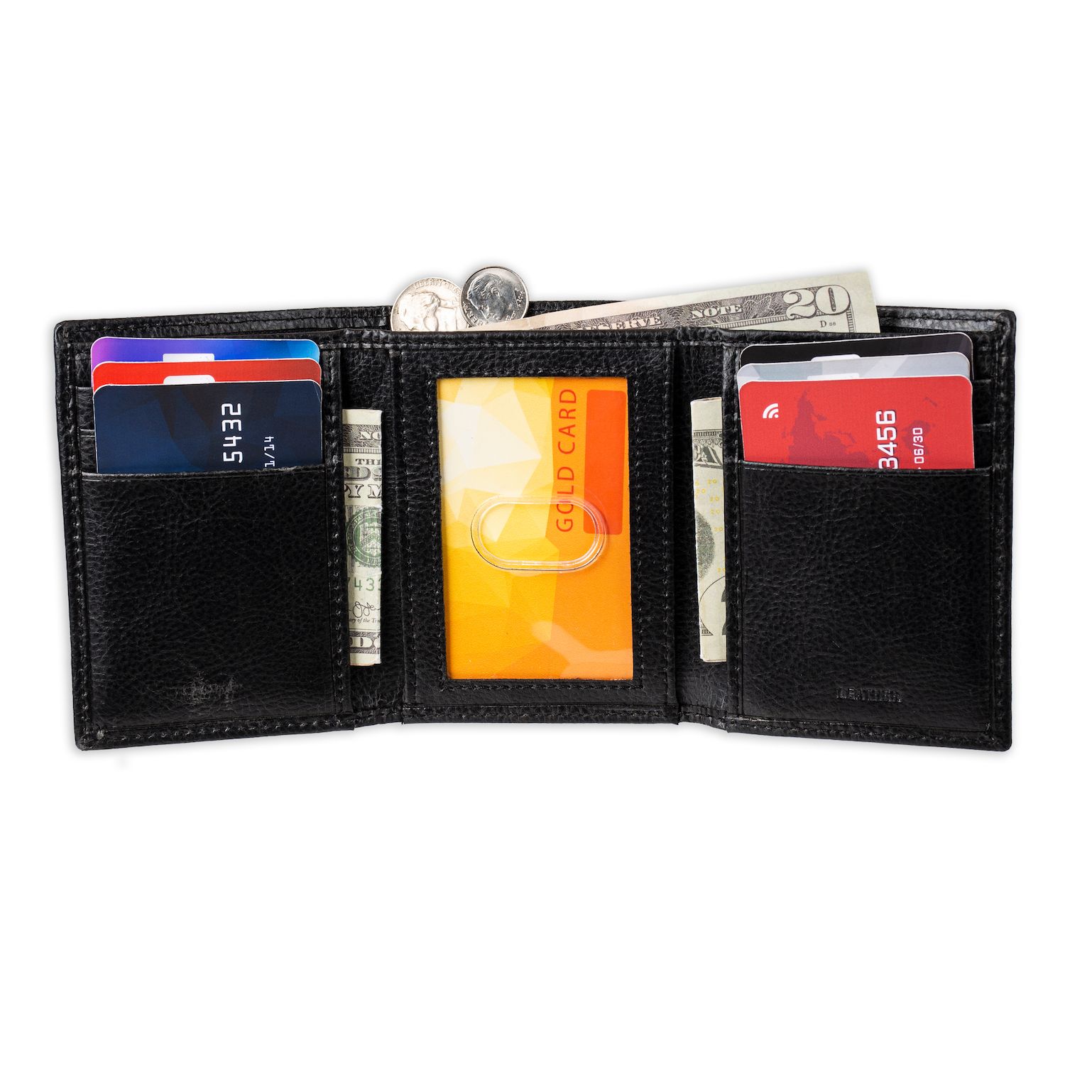 Men's Dickies Leather Trifold Wallet With Interior Zip Compartment