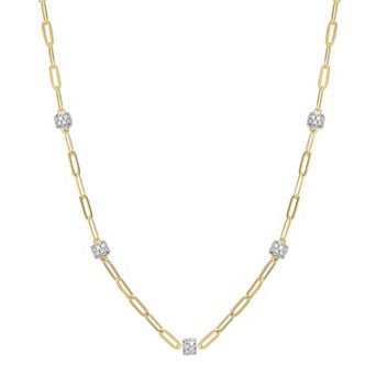 Classic Treasures 18k Gold Over Silver Cubic Zirconia Station Necklace