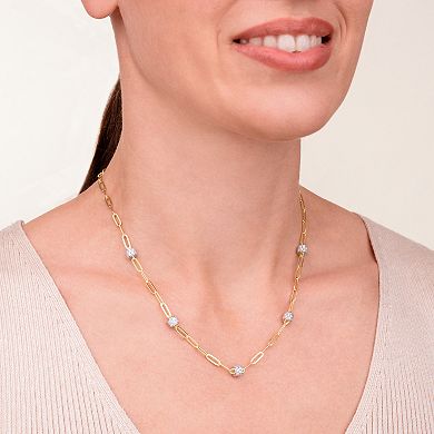 Classic Treasures 18k Gold Over Silver Cubic Zirconia Station Necklace