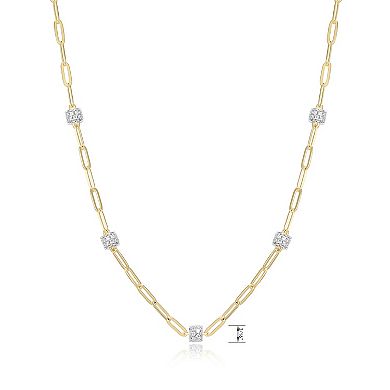 Classic Treasures 18k Gold Over Silver Cubic Zirconia Station Necklace