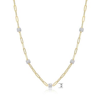 18k Gold Over Silver Cubic Zirconia Station Necklace